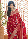 Festival Red Woven Banarasi Soft Silk Saree