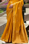 Festival Yellow Banarasi Handloom Satin Saree