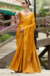 Festival Yellow Banarasi Handloom Satin Saree