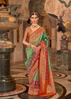 Festive Green And Gold Meenakari Banarasi Designer Silk Saree