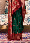 Festive Green Woven Paithani Soft Silk Saree