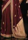 Festive Maroon Heavy Embroidery Designer Silk Saree