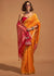 Festive Yellow Handloom Banarasi Silk Saree With Tassels