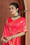 Fiery Red Banarasi Saree With Zari Woven Motifs