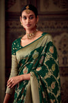 Forest Green Banarasi Dola Silk Designer Saree