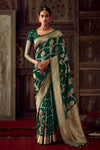 Forest Green Banarasi Dola Silk Designer Saree