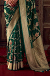 Forest Green Banarasi Dola Silk Designer Saree