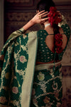 Forest Green Banarasi Dola Silk Designer Saree