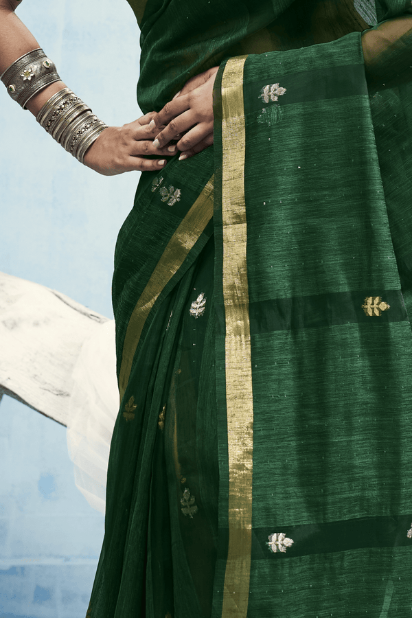 Forest Green Banarasi Silk Saree