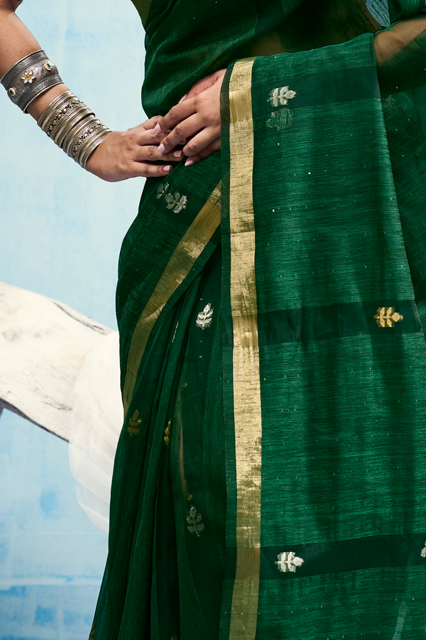 Forest Green Banarasi Silk Saree