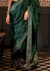 Forest Green Banarasi Soft Satin Silk Saree