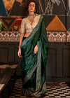 Forest Green Banarasi Soft Satin Silk Saree