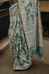 Forest Green Lucknowi Chikankari Organza Saree