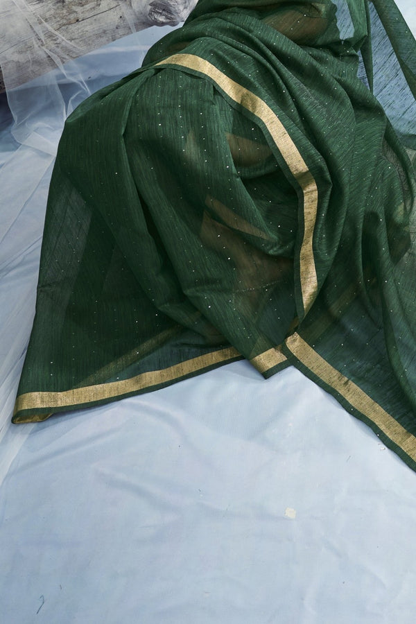 Forest Green Paithani Cotton Silk Saree