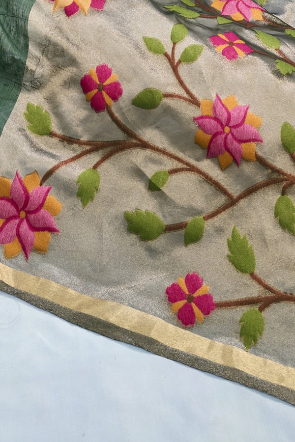 Forest Green Paithani Cotton Silk Saree