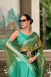 Forest Green Tissue Silk Saree