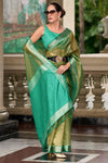 Forest Green Tissue Silk Saree