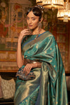 Forest Green Woven Kanjivaram Handloom Silk Saree