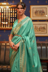 Forest Green Woven Satin Silk Saree