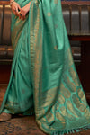 Forest Green Woven Satin Silk Saree