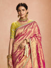 Fuchsia Pink Banarasi Bridal Tissue Silk Saree