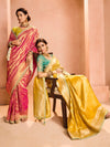 Fuchsia Pink Banarasi Bridal Tissue Silk Saree