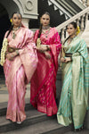 Fuchsia Pink Banarasi Silk Saree with Gold Zari Work