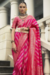 Fuchsia Pink Banarasi Silk Saree with Gold Zari Work