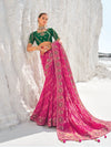 Fuchsia Pink Georgette Bandhani Patola Saree