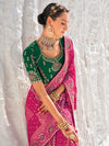 Fuchsia Pink Georgette Bandhani Patola Saree