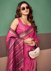 Fuchsia Pink Woven Designer Cotton Saree