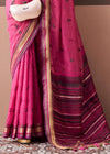 Fuchsia Pink Woven Designer Cotton Saree