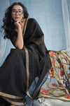 Midnight Black Paithani Cotton Silk Saree