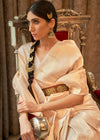 Gold and Cream Zari Woven Kanjivaram Saree