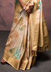 Gold Beige Digital Printed Soft Silk Saree