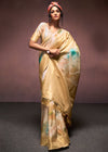 Gold Beige Digital Printed Soft Silk Saree