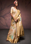 Gold Beige Digital Printed Soft Silk Saree