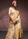 Gold Beige Digital Printed Soft Silk Saree