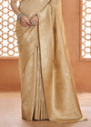 Gold Beige Woven Banarasi Soft Silk Saree