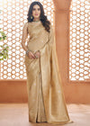 Gold Beige Woven Banarasi Soft Silk Saree