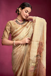 Gold Cream Woven Tussar Silk Saree