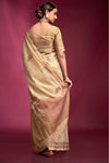 Gold Cream Woven Tussar Silk Saree