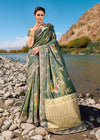 Gold Shimmer Green Zari Woven Embroidery Banarasi Designer Silk Saree