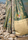 Gold Shimmer Green Zari Woven Embroidery Banarasi Designer Silk Saree