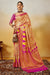 Golden Beige and Fuchsia Pink Kanjivaram Silk Saree