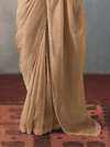 Golden Beige Designer Tissue Silk Saree With Contrast Blouse
