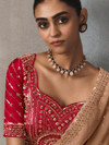 Golden Beige Designer Tissue Silk Saree With Contrast Blouse