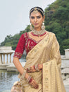 Golden Beige Kanjivaram Silk Saree with Zari Weaving