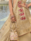 Golden Beige Kanjivaram Silk Saree with Zari Weaving