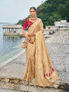 Golden Beige Kanjivaram Silk Saree with Zari Weaving